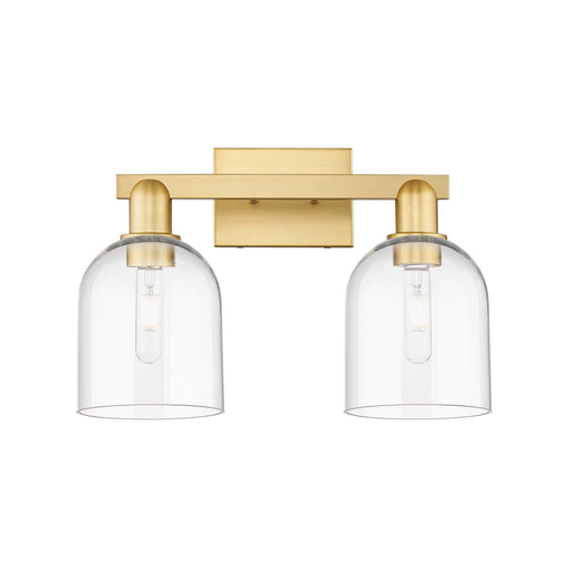 Innovations Bella 17in 2-Light Bath Vanity Light | Satin Gold Steel and Cast Brass with Clear Bell Glass | Bathroom Vanity & | Model 716-2W-SG-G558-6CL
