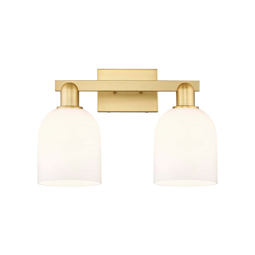 Innovations Bella 17in 2-Light Bath Vanity Light | Industrial Satin Gold Steel and White Glass | Bathroom Vanity | 16.5 x | Model 716-2W-SG-G558-6GWH