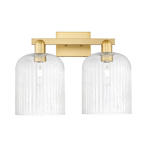 Innovations Bridal Veil 19in 2-Light Bath Vanity | Industrial Satin Gold Steel and Seedy Ribbed Glass | Bathroom Vanity Light | Model 716-2W-SG-G559-8SDY