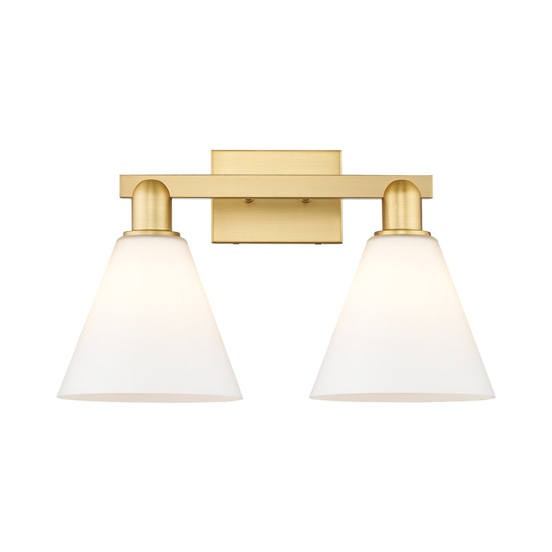 Innovations Berkshire Glass 19in 2-Light Bath Vanity | Industrial Satin Gold Steel and Matte White Glass | Bathroom & Entryway | Model 716-2W-SG-GBC-81