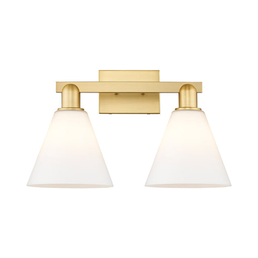 Innovations Berkshire Glass 19in 2-Light Bath Vanity | Industrial Satin Gold Steel and Matte White Glass | Bathroom & Entryway | Model 716-2W-SG-GBC-81