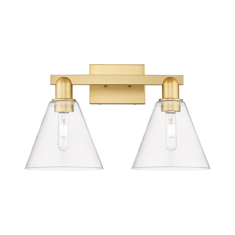 Innovations Berkshire Glass 19in 2-Light Bath Vanity | Industrial Satin Gold Steel and Clear Glass | Entryway & Hallway Accent | Model 716-2W-SG-GBC-82