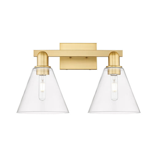 Innovations Berkshire Glass 19in 2-Light Bath Vanity | Industrial Satin Gold Steel and Clear Glass | Entryway & Hallway Accent | Model 716-2W-SG-GBC-82