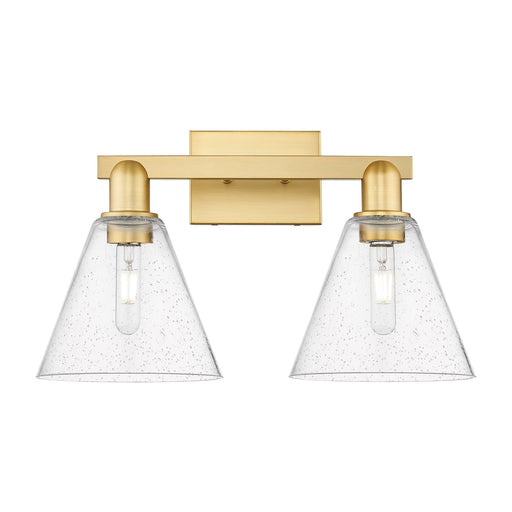 Innovations Berkshire Glass 19in 2-Light Bath Vanity | Industrial Satin Gold Steel and Cast Brass with Seedy Glass Shade | Model 716-2W-SG-GBC-84