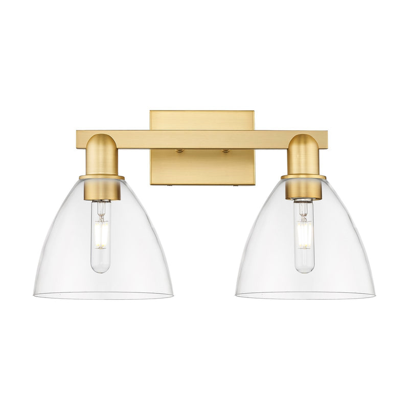 Innovations Bristol 19in 2-Light Bath Vanity Light | Industrial Satin Gold Steel and Clear Glass | Bathroom Vanity | 18.5 x | Model 716-2W-SG-GBD-752
