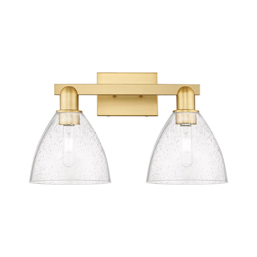 Innovations Bristol 19in 2-Light Bath Vanity Light | Industrial Satin Gold Steel and Cast Brass with Seedy Glass Shades | Model 716-2W-SG-GBD-754