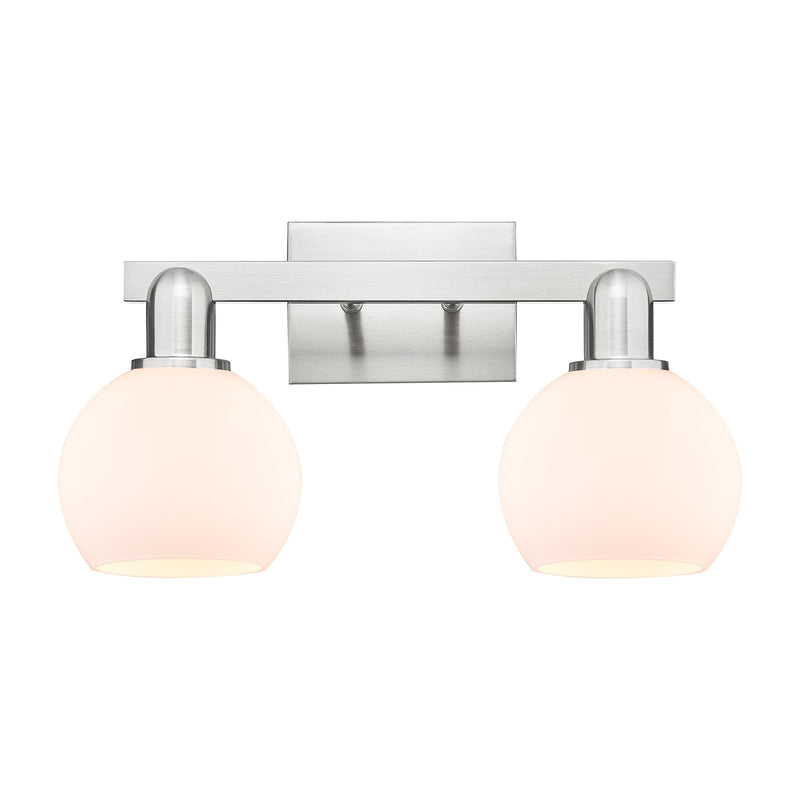 Innovations Athens 17in 2-Light Bath Vanity Light | Industrial Brushed Satin Nickel and Matte White Glass | Bathroom Vanity | Model 716-2W-SN-G121-6