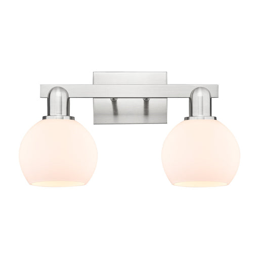 Innovations Athens 17in 2-Light Bath Vanity Light | Industrial Brushed Satin Nickel and Matte White Glass | Bathroom Vanity | Model 716-2W-SN-G121-6