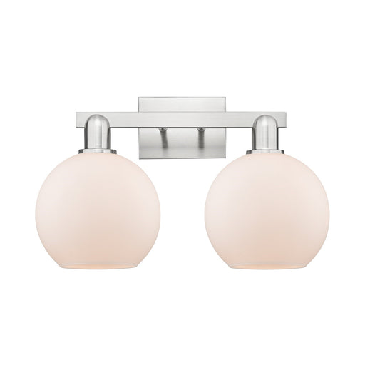 Innovations Athens 19in 2-Light Bath Vanity | Industrial Brushed Satin Nickel and Matte White Glass | Bathroom Vanity | 19 x | Model 716-2W-SN-G121-8