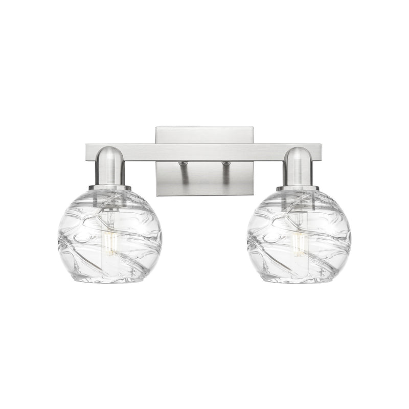 Innovations Athens Deco Swirl 16in 2-Light Bath Vanity | Industrial Brushed Satin Nickel and Clear Deco Swirl Glass | Bathroom | Model 716-2W-SN-G1213-6CL
