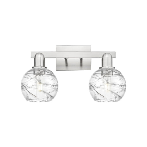 Innovations Athens Deco Swirl 16in 2-Light Bath Vanity | Industrial Brushed Satin Nickel and Clear Deco Swirl Glass | Bathroom | Model 716-2W-SN-G1213-6CL