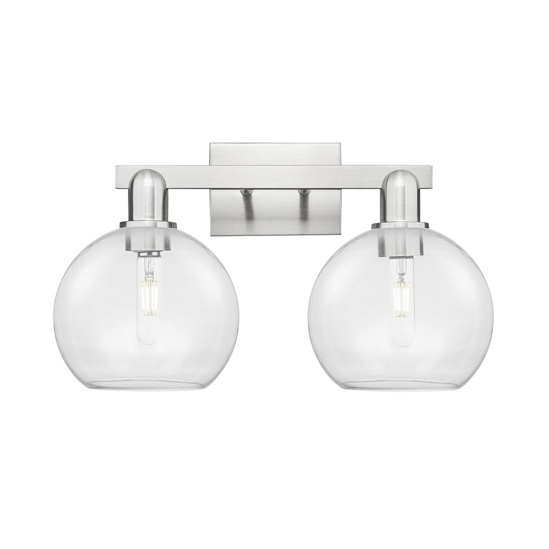 Innovations Athens 19in 2-Light Bath Vanity | Brushed Satin Nickel Steel and Clear Glass | Bathroom Vanity Light | 19 x 11.75 x | Model 716-2W-SN-G122-8