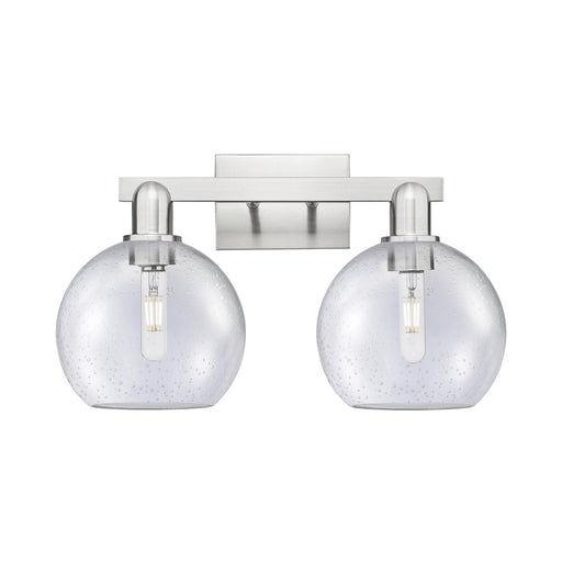 Innovations Athens 19in 2-Light Bath Vanity | Industrial Brushed Satin Nickel Steel and Seedy Glass | Bathroom Vanity Light | 19 | Model 716-2W-SN-G124-8