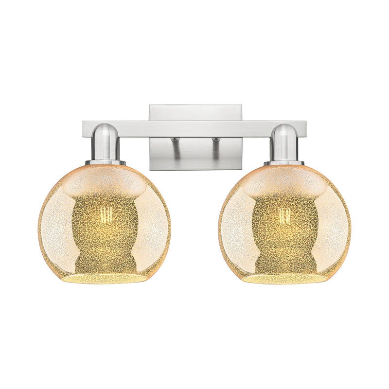Innovations Athens 19in 2-Light Bath Vanity | Industrial Brushed Satin Nickel and Mercury Glass | Bathroom Vanity Light | 19 x | Model 716-2W-SN-G128-8