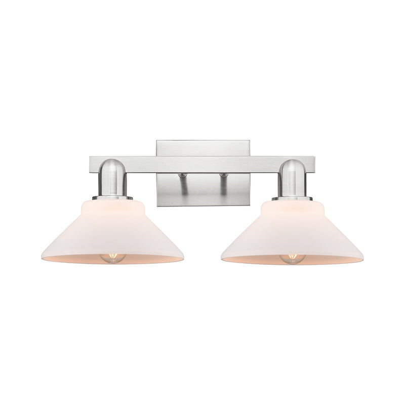 Innovations Orwell 19in 2-Light Bath Vanity Light | Industrial Brushed Satin Nickel and Matte White Glass | Bathroom Vanity | 19.38 | Model 716-2W-SN-G131