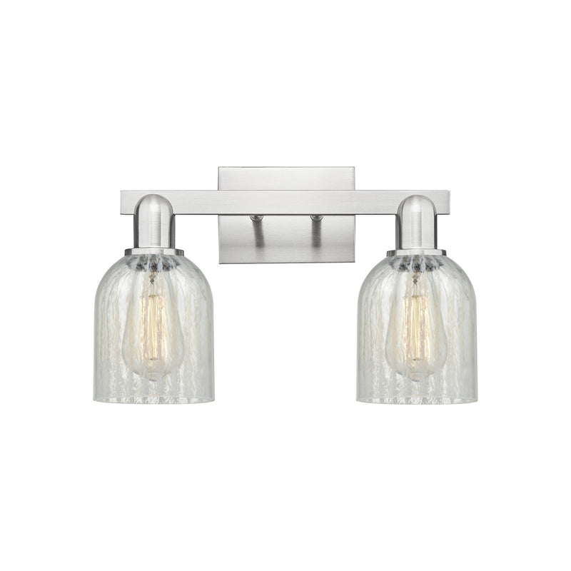 Innovations Caledonia 16in 2-Light Bath Vanity Light | Industrial Brushed Satin Nickel and Mouchette Glass | Bathroom Vanity | 16 | Model 716-2W-SN-G2511