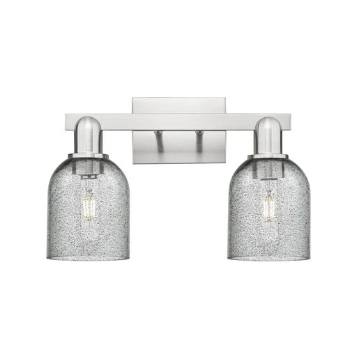 Innovations Caledonia 16in 2-Light Bath Vanity Light | Industrial Brushed Satin Nickel and Charcoal Glass | Bathroom Vanity | 16 x | Model 716-2W-SN-G257