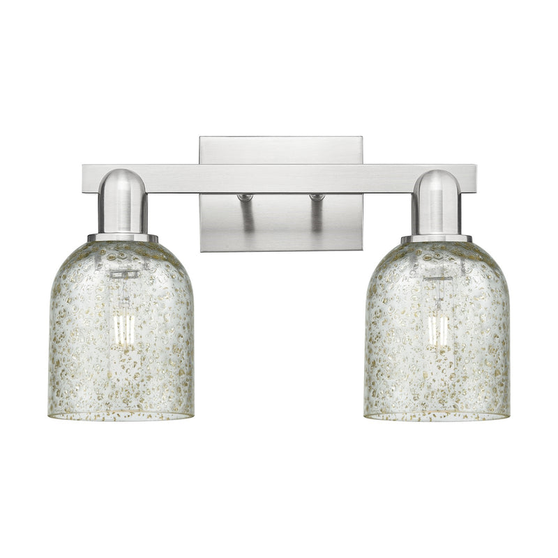Innovations Caledonia 16in 2-Light Bath Vanity | Industrial Brushed Satin Nickel Steel and Mica Glass | Bathroom Vanity | 16 x | Model 716-2W-SN-G259