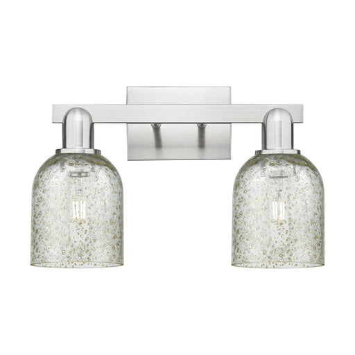 Innovations Caledonia 16in 2-Light Bath Vanity | Industrial Brushed Satin Nickel Steel and Mica Glass | Bathroom Vanity | 16 x | Model 716-2W-SN-G259