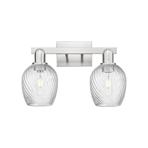 Innovations Salina 2-Light 17in Bath Vanity Light | Industrial Brushed Satin Nickel and Clear Spiral Fluted Glass | Bathroom Vanity | Model 716-2W-SN-G292