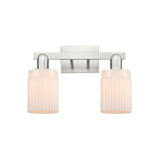 Innovations Hadley 16in 2-Light Bath Vanity | Industrial Brushed Satin Nickel and Matte White Glass | Bathroom Vanity Light | 15.5 | Model 716-2W-SN-G341