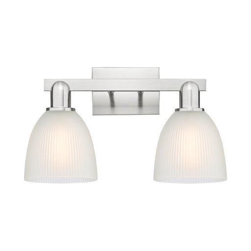 Innovations Castile 17in 2-Light Bath Vanity | Industrial Brushed Satin Nickel and White Glass | Bathroom Vanity Light | 17 x 10.75 | Model 716-2W-SN-G381