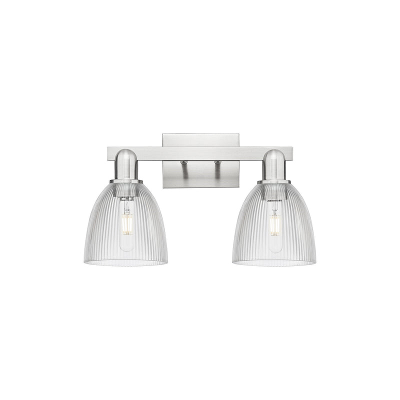 Innovations Castile 17in 2-Light Bath Vanity | Industrial Brushed Satin Nickel and Clear Glass | Bathroom Vanity Light | 17 x 10.75 | Model 716-2W-SN-G382