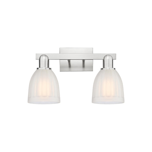 Innovations Brookfield 17in 2-Light Bath Vanity Light | Industrial Brushed Satin Nickel Steel and White Frosted Ribbed Glass | Model 716-2W-SN-G441