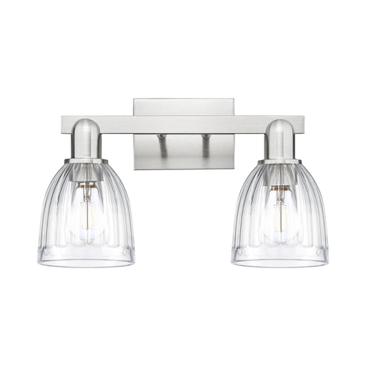 Innovations Brookfield 17in 2-Light Bath Vanity Light | Industrial Brushed Satin Nickel and Clear Ribbed Glass | Bathroom Vanity | Model 716-2W-SN-G442