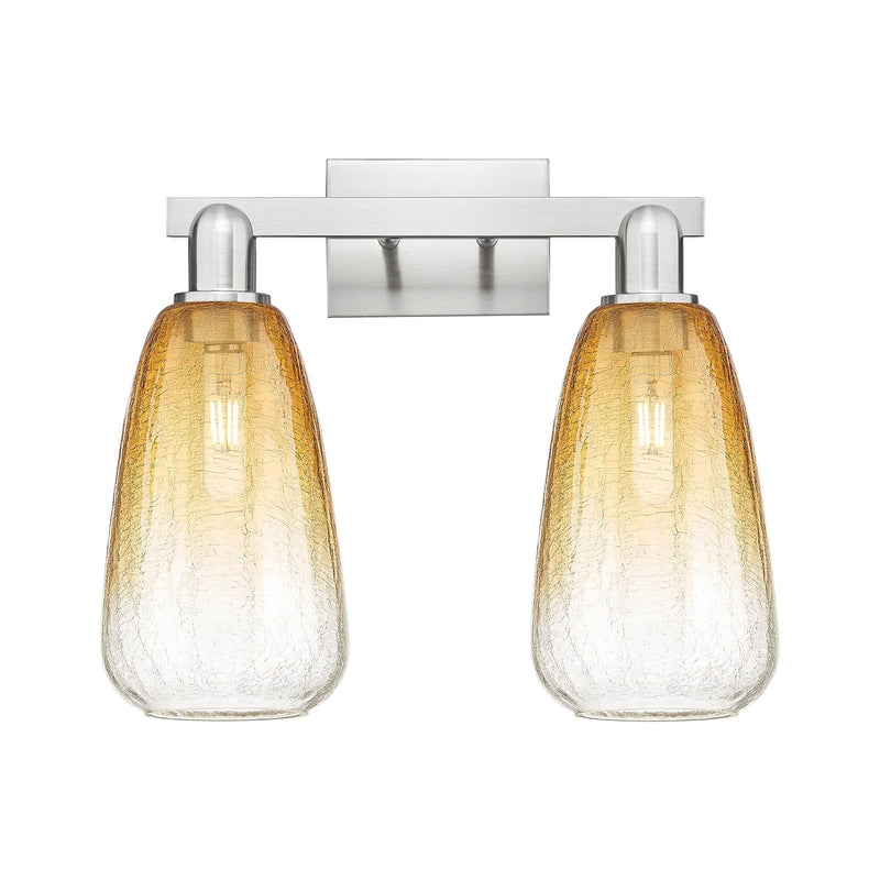 Innovations Brookhaven Almond 17in 2-Light Bath Vanity Light | Industrial Brushed Satin Nickel and Amber Glass | Bathroom | Model 716-2W-SN-G480-6AM
