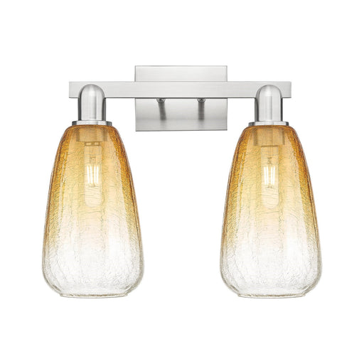 Innovations Brookhaven Almond 17in 2-Light Bath Vanity Light | Industrial Brushed Satin Nickel and Amber Glass | Bathroom | Model 716-2W-SN-G480-6AM
