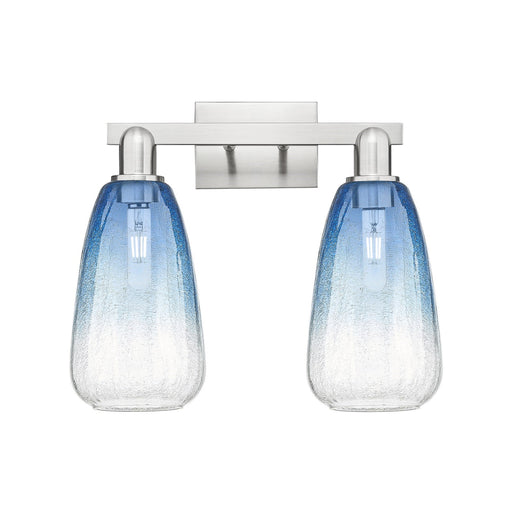 Innovations Brookhaven Almond 17in 2-Light Bath Vanity Light | Industrial Brushed Satin Nickel and Sapphire Blue Glass | Model 716-2W-SN-G480-6SB