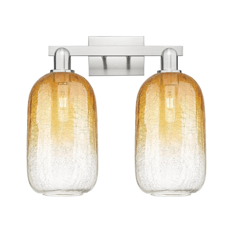 Innovations Brookhaven Cloche 18in 2-Light Bath Vanity Light | Industrial Brushed Satin Nickel and Amber Glass | Bathroom | Model 716-2W-SN-G482-7AM
