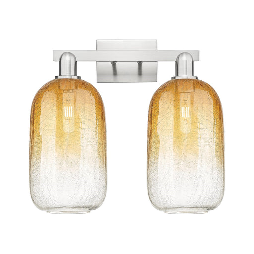 Innovations Brookhaven Cloche 18in 2-Light Bath Vanity Light | Industrial Brushed Satin Nickel and Amber Glass | Bathroom | Model 716-2W-SN-G482-7AM