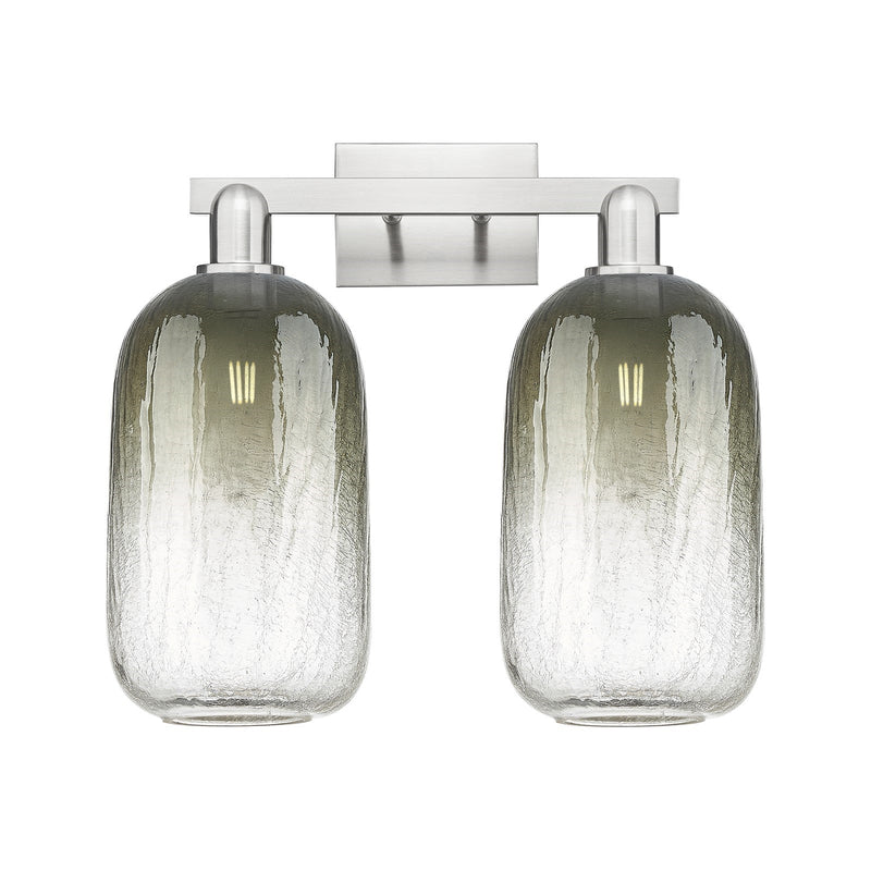 Innovations Brookhaven Cloche 18in 2-Light Bath Vanity Light | Industrial Brushed Satin Nickel and Slate Glass | Bathroom | Model 716-2W-SN-G482-7SL