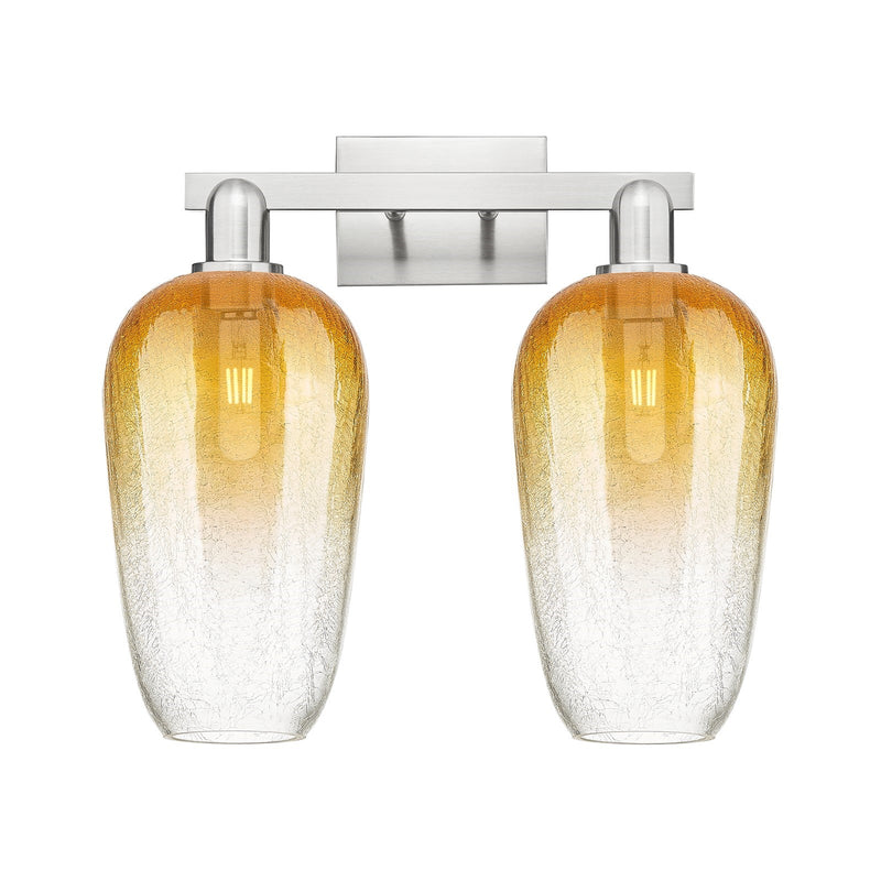 Innovations Brookhaven Flute 18in 2-Light Bath Vanity Light | Industrial Brushed Satin Nickel and Amber Glass | Bathroom Vanity | Model 716-2W-SN-G484-7AM
