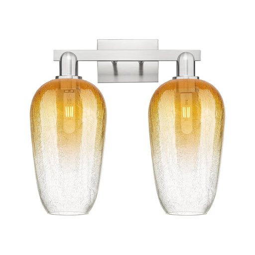 Innovations Brookhaven Flute 18in 2-Light Bath Vanity Light | Industrial Brushed Satin Nickel and Amber Glass | Bathroom Vanity | Model 716-2W-SN-G484-7AM