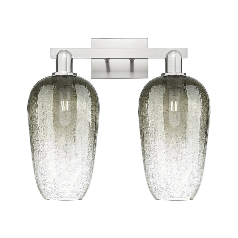Innovations Brookhaven Flute 18in 2-Light Bath Vanity Light | Industrial Brushed Satin Nickel and Slate Glass | Bathroom Vanity | Model 716-2W-SN-G484-7SL