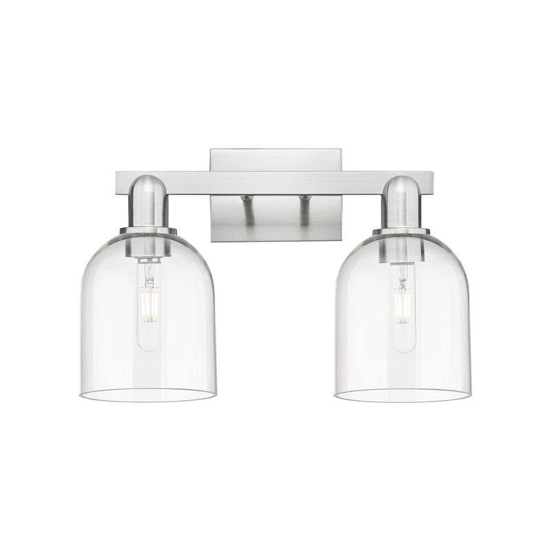 Innovations Bella 2-Light 17in Bath Vanity Light | Industrial Brushed Satin Nickel and Clear Glass | Bathroom Vanity & Powder | Model 716-2W-SN-G558-6CL