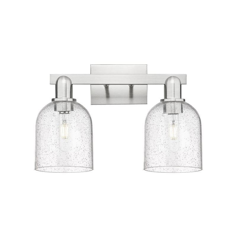 Innovations Bella 17in 2-Light Bath Vanity | Industrial Brushed Satin Nickel Steel and Seedy Glass | Bathroom Vanity | 16.5 x | Model 716-2W-SN-G558-6SDY