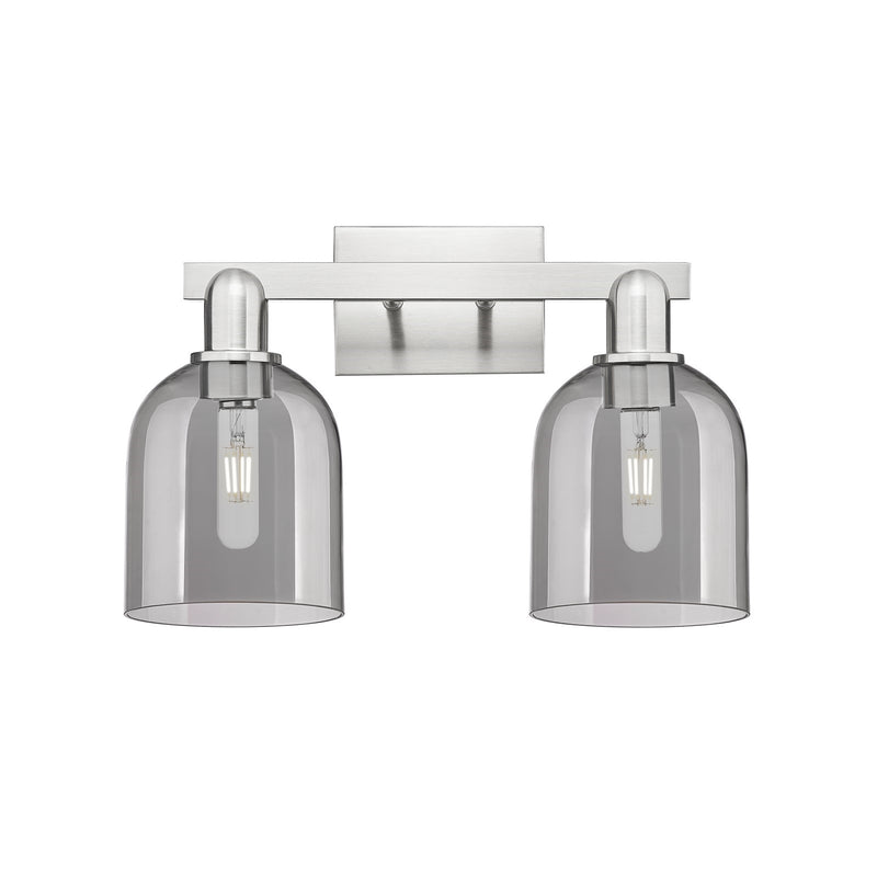 Innovations Bella 16.5in 2-Light Bath Vanity | Industrial Brushed Satin Nickel and Light Smoke Glass | Bathroom Vanity Light | Model 716-2W-SN-G558-6SM