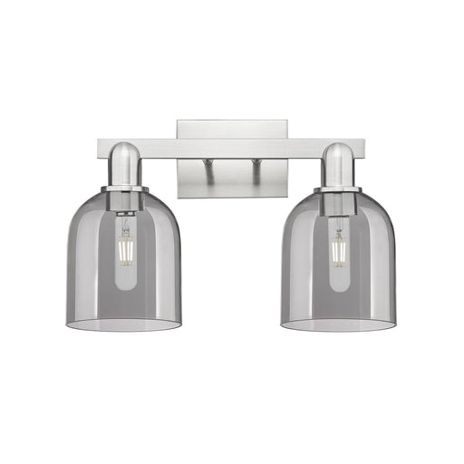 Innovations Bella 16.5in 2-Light Bath Vanity | Industrial Brushed Satin Nickel and Light Smoke Glass | Bathroom Vanity Light | Model 716-2W-SN-G558-6SM