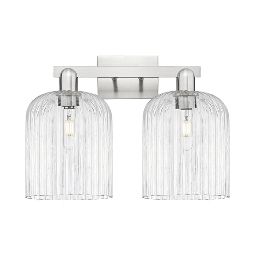 Innovations Bridal Veil 19in 2-Light Bath Vanity Light | Industrial Brushed Satin Nickel and Clear Ribbed Glass | Bathroom | Model 716-2W-SN-G559-8CL