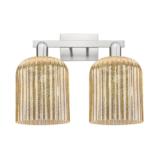 Innovations Bridal Veil 19in 2-Light Bath Vanity Light | Industrial Brushed Satin Nickel and Mercury Ribbed Glass | Bathroom | Model 716-2W-SN-G559-8ME