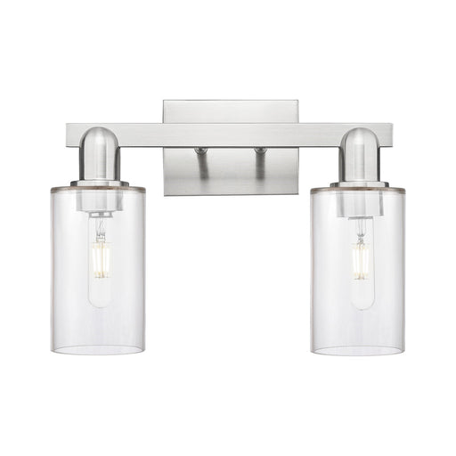 Innovations Clymer 15in 2-Light Bath Vanity Light | Industrial Brushed Satin Nickel and Clear Glass | Bathroom Vanity | 14.88 x | Model 716-2W-SN-G802