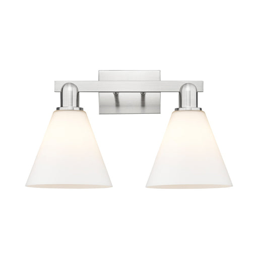 Innovations Berkshire Glass 19in 2-Light Bath Vanity Light | Brushed Satin Nickel Steel and Matte White Glass | Bathroom Vanity & | Model 716-2W-SN-GBC-81