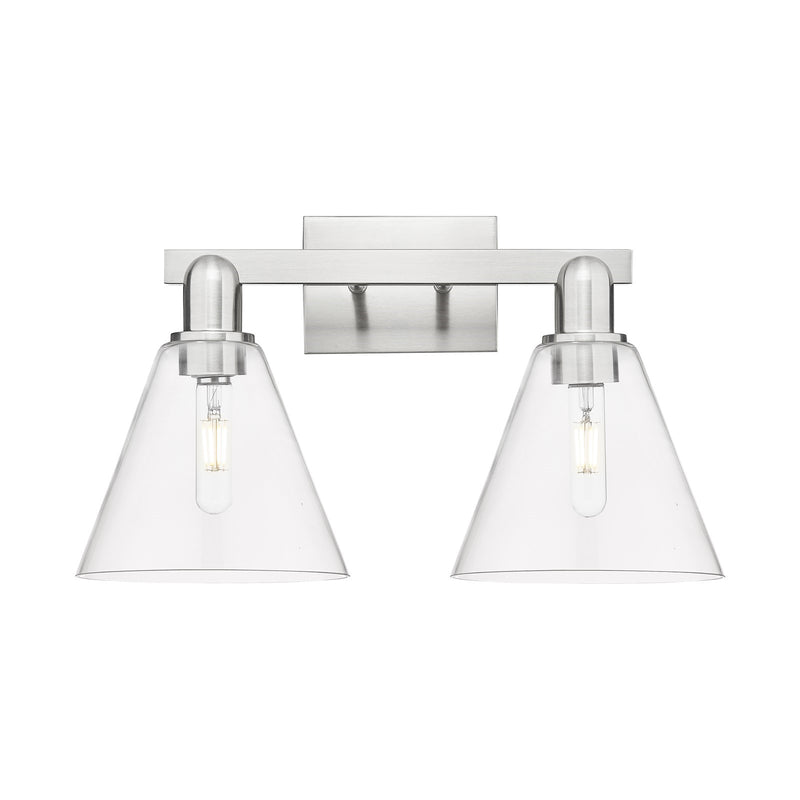 Innovations Berkshire Glass 19in 2-Light Bath Vanity | Brushed Satin Nickel Steel and Clear Glass | Bathroom Vanity & Powder Room | Model 716-2W-SN-GBC-82