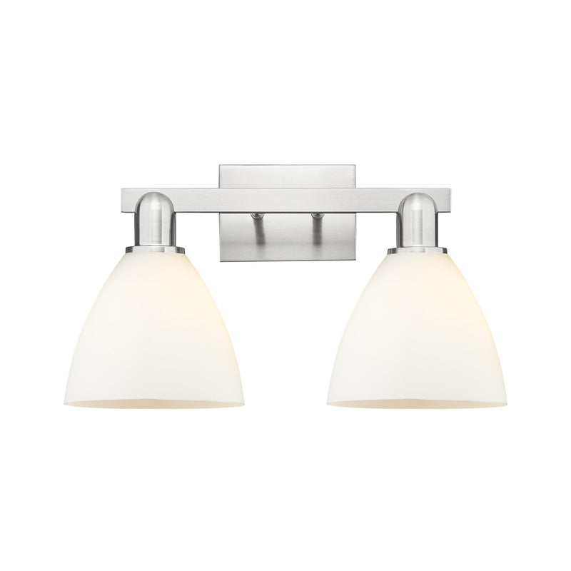 Innovations Bristol 19in 2-Light Bath Vanity Light | Industrial Brushed Satin Nickel and Matte White Glass | Bathroom Vanity | Model 716-2W-SN-GBD-751
