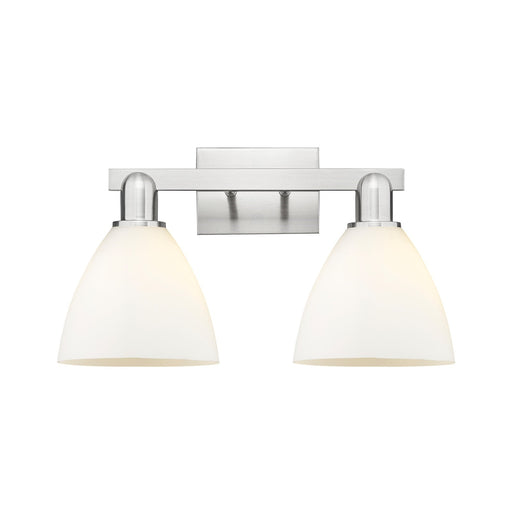 Innovations Bristol 19in 2-Light Bath Vanity Light | Industrial Brushed Satin Nickel and Matte White Glass | Bathroom Vanity | Model 716-2W-SN-GBD-751