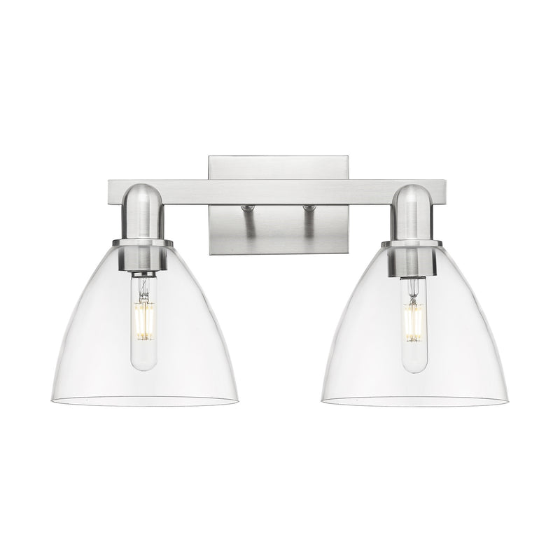 Innovations Bristol 19in 2-Light Bath Vanity Light | Industrial Brushed Satin Nickel and Clear Glass | Bathroom Vanity | 18.5 x | Model 716-2W-SN-GBD-752